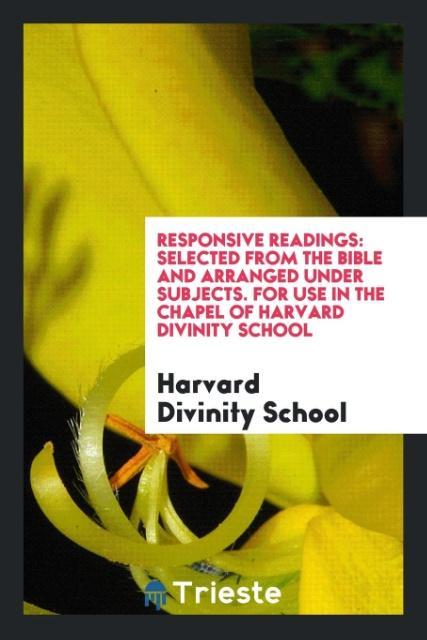 Knjiga Responsive Readings HARV DIVINITY SCHOOL