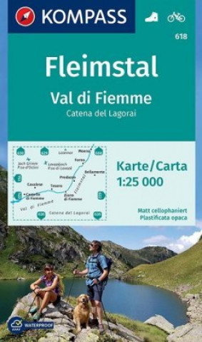 Prasa KOMPASS Wanderkarte 618 Fleimstal, Val di Fiemme, Catena dei Lagorai 1:25.000 Kompass-Karten Gmbh