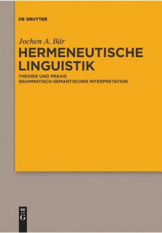 Kniha Hermeneutische Linguistik Jochen A. Bär