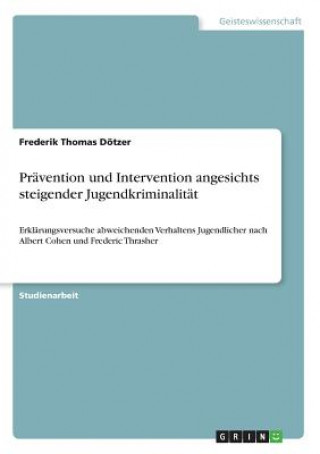 Knjiga Prävention und Intervention angesichts steigender Jugendkriminalität Frederik Thomas Dötzer