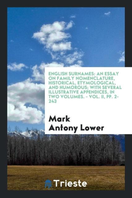 Carte English Surnames MARK ANTONY LOWER