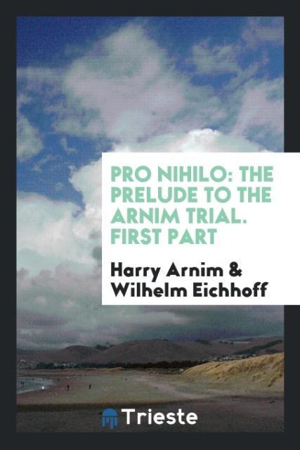 Knjiga Pro Nihilo HARRY ARNIM