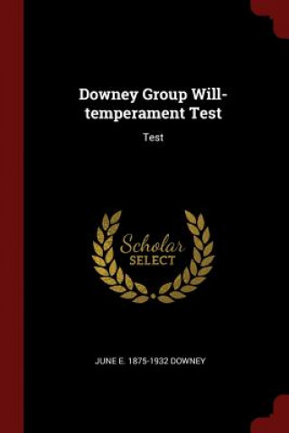 Könyv Downey Group Will-Temperament Test JUNE E. 1875 DOWNEY