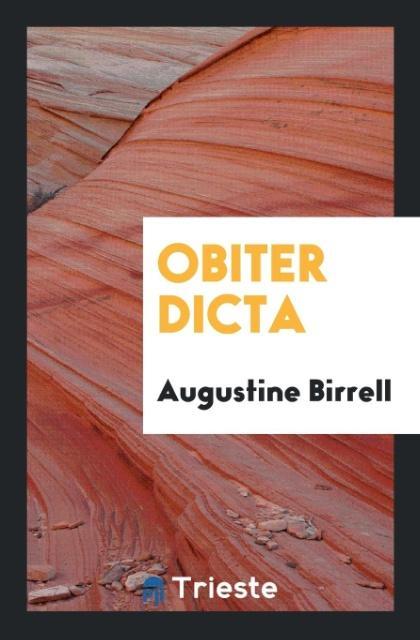 Book Obiter Dicta AUGUSTINE BIRRELL