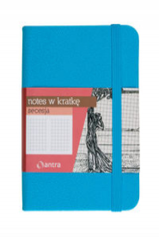 Książka Notes A7 z gumką Secesja kratka turkusowy 
