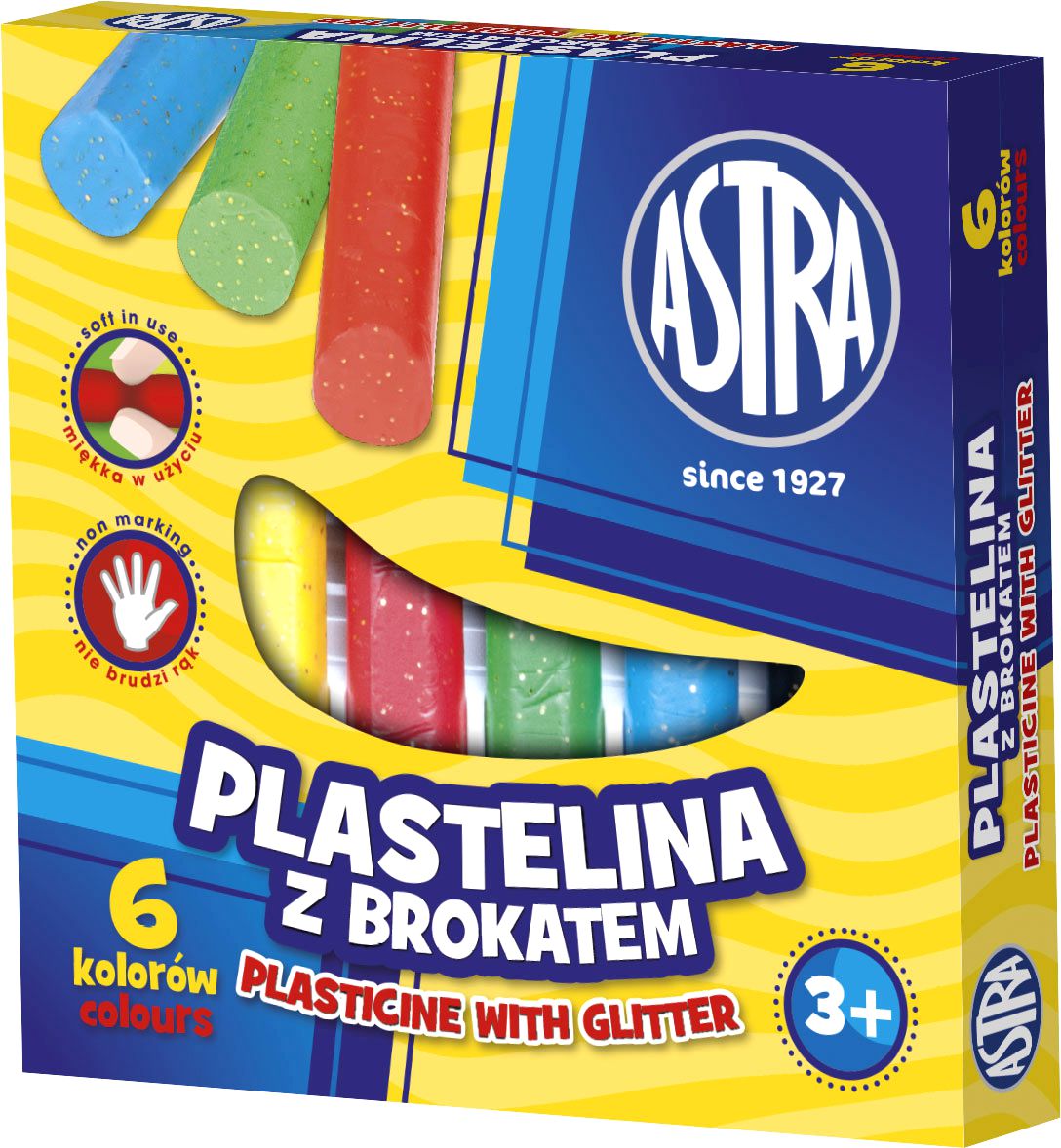 Stationery items Plastelina z brokatem 6 kolorów 
