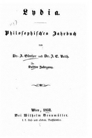 Kniha Lydia Philosophisches Taschenbuch als Seitenstuck zu A. Ruge's Akademie A Gunther