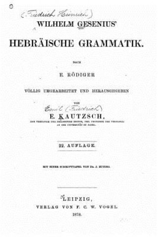 Knjiga Wilhelm Gesenius' Hebräische Grammatik Wilhelm Gesenius