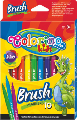 Papírszerek Flamastry pędzelkowe Colorino Kids 10 kolorów 