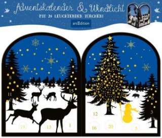 Kalendár/Diár Teelichthäuschen Winternacht, Adventskalender & Windlicht 