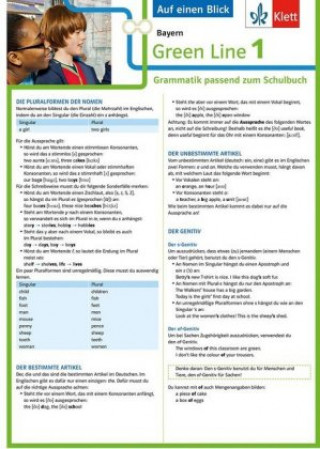 Carte Green Line 1 Bayern Klasse 5 - Auf einen Blick. Grammatik passend zum Schulbuch - Klappkarte (6 Seiten) 