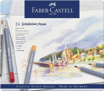 Papírszerek Aquarelové pastelky Goldfaber set 24 ks farebné 