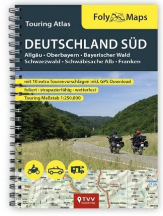 Carte FolyMaps Touringatlas Deutschland Süd 1:250.000 