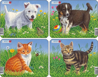 Játék Puzzle MINI - Štěňátka + koťátka/6 dílků (4 druhy) 