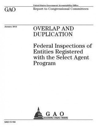 Książka Overlap and duplication: federal inspections of entities registered with the Select Agent Program: report to congressional committees. U S Government Accountability Office