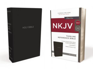 Book NKJV, Thinline Reference Bible, Leather-Look, Black, Red Letter, Comfort Print Thomas Nelson