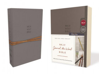 Книга NKJV, Journal the Word Bible, Cloth over Board, Gray, Red Letter, Comfort Print Thomas Nelson