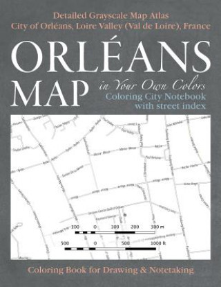 Buch Orleans Map in Your Own Colors - Coloring City Notebook with Street Index - Detailed Grayscale Map Atlas City of Orleans, Loire Valley (Val de Loire), Sergio Mazitto