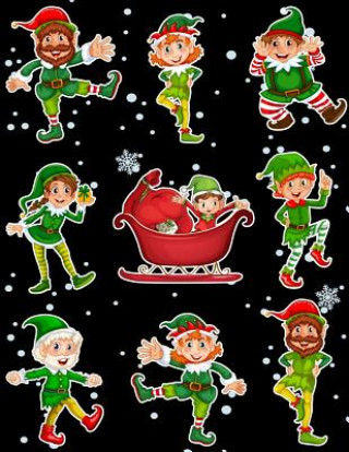 Carte Christmas Holiday Sticker Album Dancing Elves: 100 Plus Pages For PERMANENT Sticker Collection, Activity Book For Boys and Girls - 8.5 by 11 Fat Dog Journals