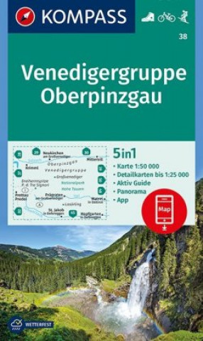 Prasa KOMPASS Wanderkarte Venedigergruppe; Oberpinzgau 1 : 50 000 Kompass-Karten Gmbh