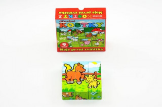 Game/Toy Kostky Moje první zvířátka dřevo 9 ks v dřevěné krabičce 
