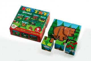 Game/Toy Kostky Moje první zvířátka dřevo 9ks v dřevěné krabičce 