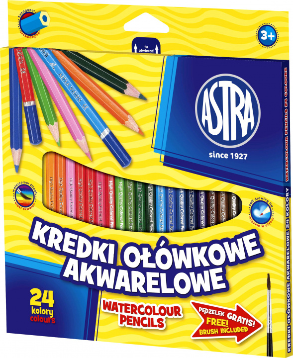 Papírszerek Kredki ołówkowe akwarelowe 24 kolory 