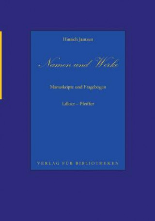 Buch Namen und Werke 10 Hinrich Jantzen