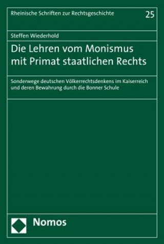Kniha Die Lehren vom Monismus mit Primat staatlichen Rechts Steffen Wiederhold