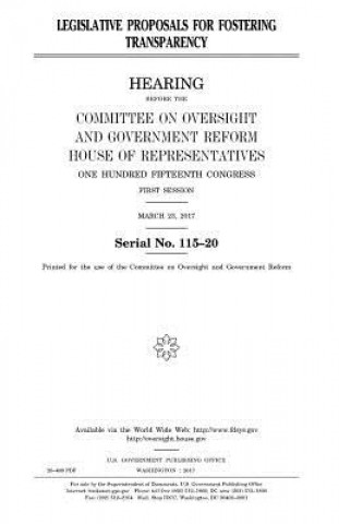 Knjiga Legislative proposals for fostering transparency United States Congress