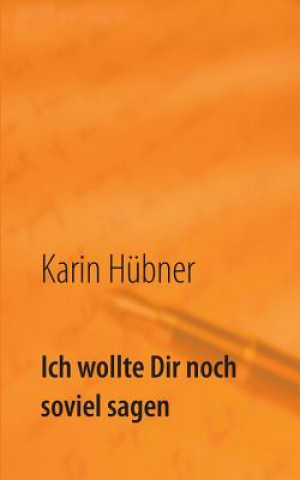 Kniha Ich wollte Dir noch soviel sagen Karin Hübner