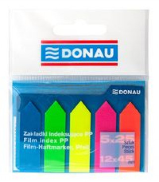 Papírszerek záložky samolepicí tvar šipka, 12 x 45 mm, PP, mix neonových barev 