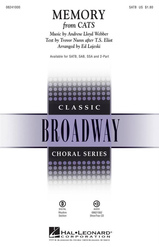Knjiga MEMORY SATB ANDREW LLOYD WEBBER