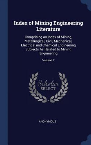 Carte INDEX OF MINING ENGINEERING LITERATURE: Anonymous