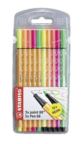 Game/Toy Fineliner & Filzstifte - STABILO point 88 + Pen 68 - 10er Pack - Neonfarben 