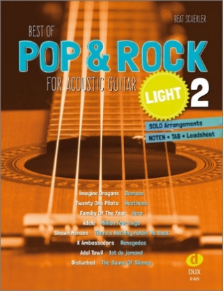 Książka Best of Pop & Rock for Acoustic Guitar light 2 Beat Scherler