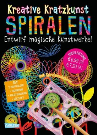 Carte Kreative Kratzkunst: Spiralen: Set mit 7 Kratztafeln, Spirograph, Anleitungsbuch und Holzstift Anton Poitier