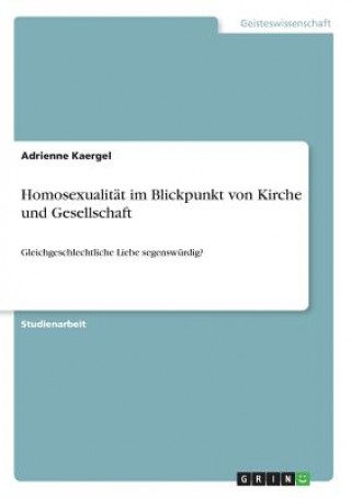 Książka Homosexualität im Blickpunkt von Kirche und Gesellschaft Adrienne Kaergel