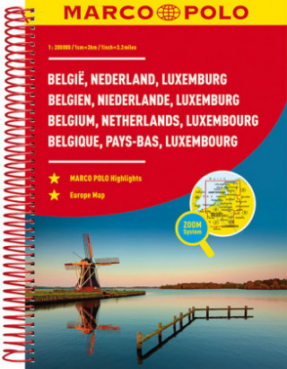 Carte MARCO POLO Reiseatlas Benelux, Belgien, Niederlande, Luxemburg 1:200 000 