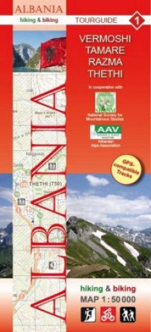 Nyomtatványok Albania hiking & biking 1:50 000 Karte 1: Vermoshi - Tamare - Razma - Thethi Huber Kartographie GmbH