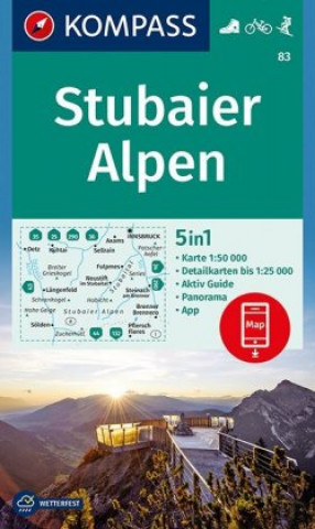 Tiskani izdelki KOMPASS Wanderkarte Stubaier Alpen Kompass-Karten Gmbh