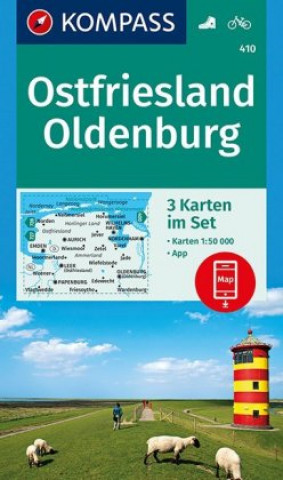 Prasa KOMPASS Wanderkarten-Set 410 Ostfriesland, Oldenburg (3 Karten) 1:50.000 Kompass-Karten Gmbh