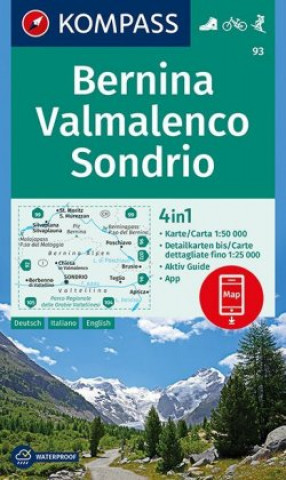 Nyomtatványok KOMPASS Wanderkarte Bernina, Valmalenco, Sondrio Kompass-Karten Gmbh