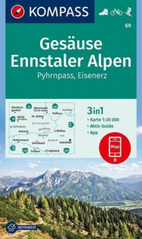 Nyomtatványok KOMPASS Wanderkarte Gesäuse, Ennstaler Alpen, Pyhrnpass, Eisenerz Kompass-Karten Gmbh