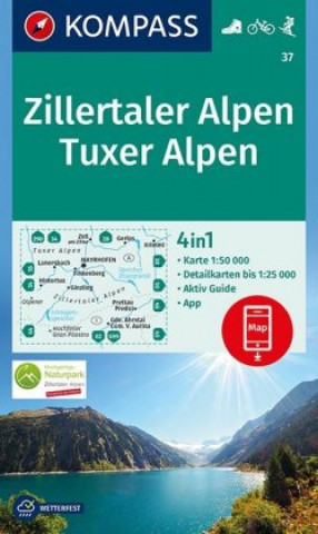 Tlačovina KOMPASS Wanderkarte Zillertaler Alpen, Tuxer Alpen Kompass-Karten Gmbh