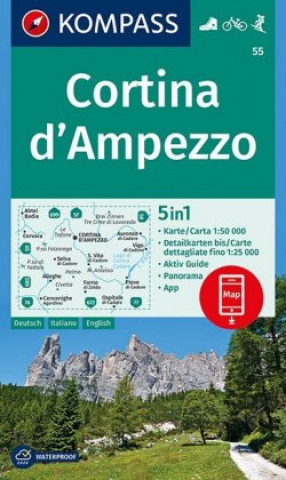 Tiskovina KOMPASS Wanderkarte 55 Cortina d'Ampezzo Kompass-Karten Gmbh