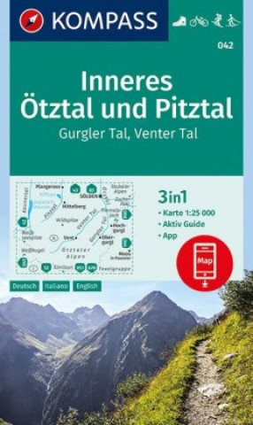 Nyomtatványok KOMPASS Wanderkarte Inneres Ötztal und Pitztal, Gurgler Tal, Venter Tal Kompass-Karten Gmbh