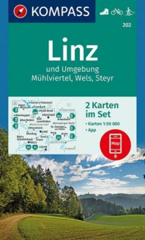 Materiale tipărite KOMPASS Wanderkarte Linz und Umgebung, Mühlviertel, Wels, Steyr Kompass-Karten Gmbh