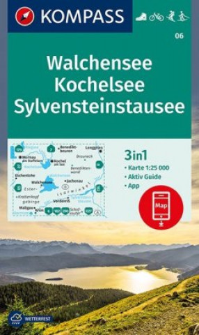 Prasa KOMPASS Wanderkarte Walchensee, Kochelsee, Sylvensteinstausee Kompass-Karten Gmbh