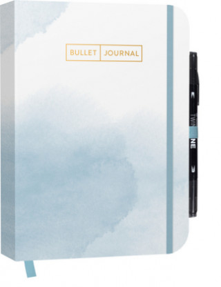 Book Bullet Journal "Watercolor Blue" 05 mit original Tombow TwinTone Dual-Tip Marker 33 black 